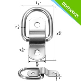 CZC AUTO 12 Pack D Ring Tie Down Anchors 1/4" Heavy Duty Stainless Steel Trailer Tie Down Hooks for Truck, Trailer, Camper, Warehouse, Boat, Cargo Control & Surface Mount, with Screws
