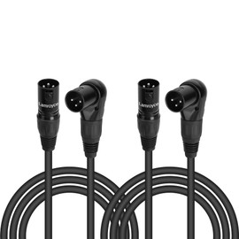 2-Pack Right Angle XLR Microphone Extension Cable Adapter 1.5 Feet, 90 Degree 3-Pin XLR Male to Straight Male Mic Coupler Extender Connector Hi-Fi Sound for Speaker, Mic Mixer, DMX, Amplifier, Camera