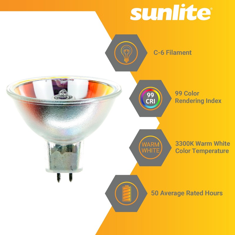 Sunlite MR16 EFM Clear Reflector Light Bulb, 50 Watts, 8V,