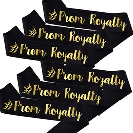 KETAOO 6PCS Prom Royalty Sashes Bulk, Black Gold Prom Sashes for Prom Court, High School Dance Party, Costume Event Graduation Party Accessories