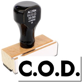 Large Bold COD Stamp Rubber Stamp, Office Accessories, Wood Handle Rubber Stamp, Uses Inking Pad, Larger Size Approx 3/4" x 2-1/4", Made in USA