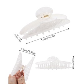 HAIMEIKANG Large Acetate Hair Claw Clip for Women - French Style Hair Claws for Thick Hair with Non-Slip Teeth, Hair Accessories for Updos, Buns & Ponytails