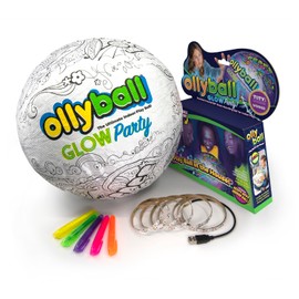 Ollyball Glow Party Indoor Play Ball Set - 12-Inch Glow in the Dark Ball for Kids & Adults - Includes 6ft LED UV Blacklight & 5 Neon Markers - Award-Winning Indoor Kickball & Light Up Balls for Kids