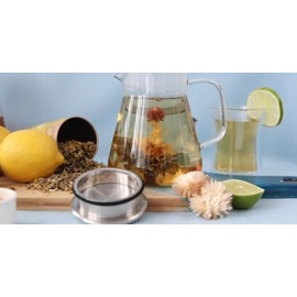 Teabloom One-Touch Tea Maker, 2-in-1 Teapot and Kettle with Stainless Steel Filter Lid for Loose Tea – Stain-free Borosilicate Glass Teapot (40 Oz) – Tea Connoisseur's Choice