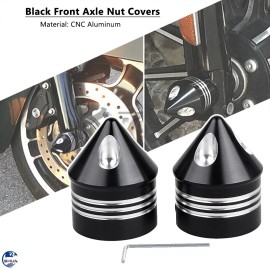 Unbranded Black CNC Front Axle Cap Nut Cover For Harley Low Rider FXDL Street Glide FLHX