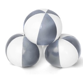 GloFX Juggling Balls [Pack of 3] for Beginners to Advanced Jugglers - No Bounce Design - Durable Weighted Juggle Ball Kit - 2 Layer Construction - Soft and Easy Juggling Kit - Silver & White