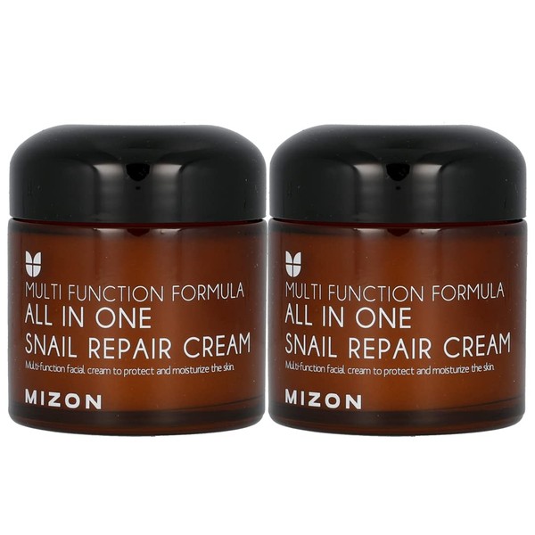 MIZON All In One Snail Repair Cream, Face Moisturizer with Snail Mucin Extract, Recovery Cream, Wrinkle & Blemish Care (2.53 Fl Oz Pack of 2)