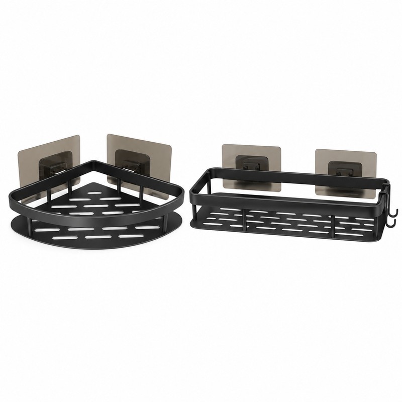 No-Drill Bathroom Shelf Wall Mounted Shower Storage Rack