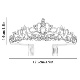 Birthday Crown Sash Birthday Queen Crown Birthday Women Girls Birthday Queen Sash Rhinestone Tiara Set for Happy Birthday Party Accessories Decorations, Silver