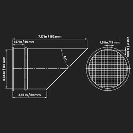 4” Inch Outlet Vent Cover with Mesh - Round Outdoor Air Take-Off with Steel Screen – Angled Galvanized Steel Exhaust End Cap with Rain Cover (net 0.19” x 0.19” Inch)