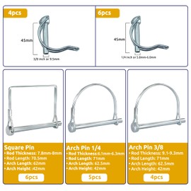 232 Pcs Silver Trailer Hitch Pins and Clips Set – Includes Trailer Pins, Lynch Pins, Straight & R Clip Cotter Pins, Shaft Locking Coupler Pins for Tractors, Trucks, Lawn Mowers