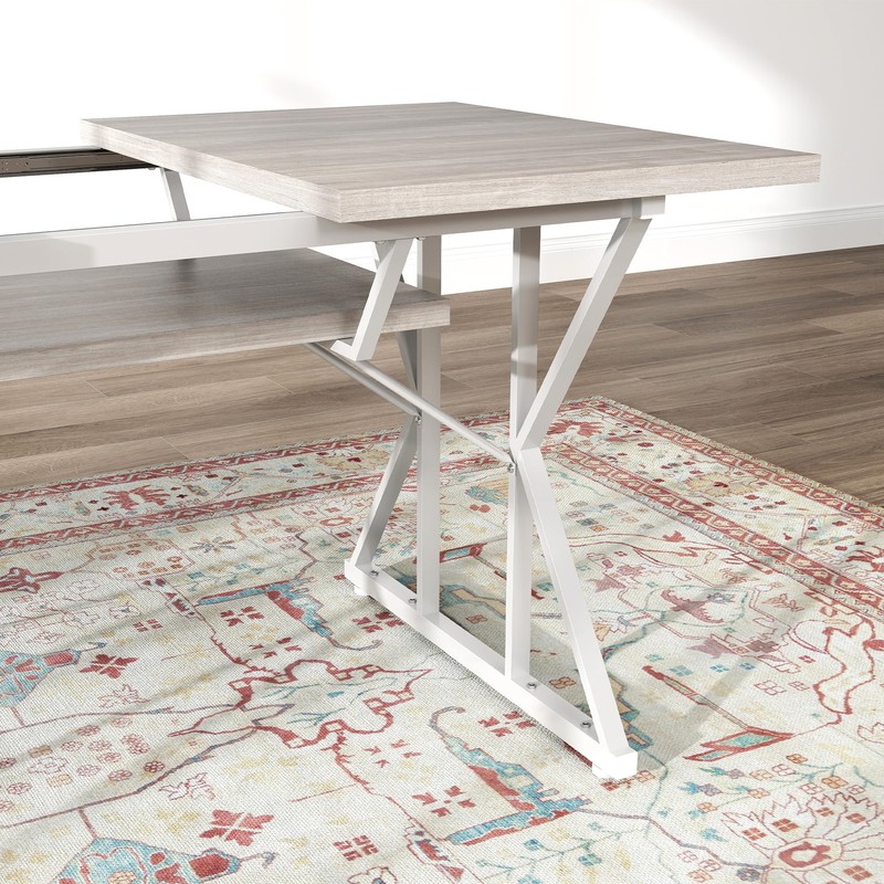 HOMCOM 63"-47" Expandable Dining Table for 4-6 People, Farmhouse Extendable