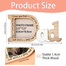 Dad Photo Frame – I Love You Dad Wooden Daddy Picture Frame – Fathers Day Gift, Daddy and Me Photo Frame, Gift for Birthday or Christmas
