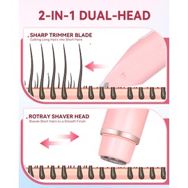 Dermawave Bikini Shaver 2.0, Electric Bikini Trimmer for Women Pubic Hair, 2 in 1 Dual Head Body Hair Electric Razor, Waterproof, Wet/Dry