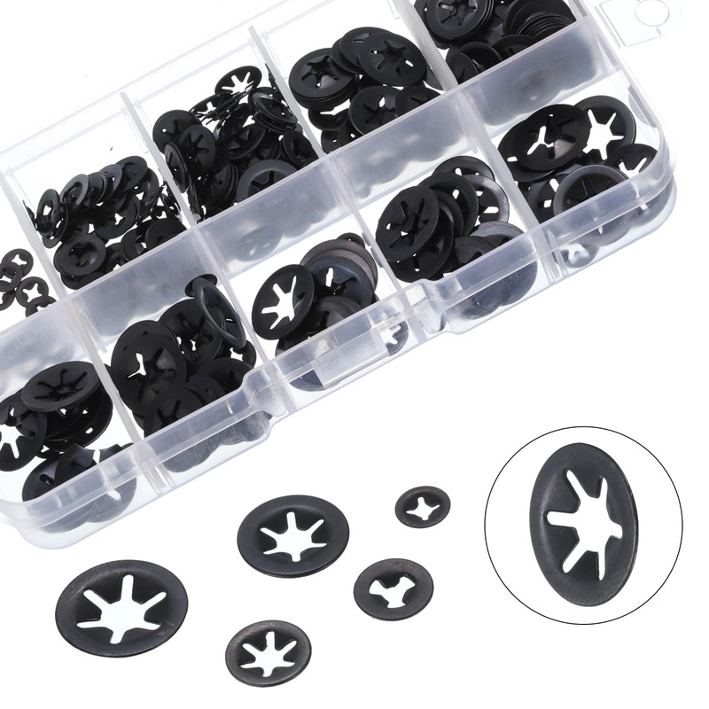 QUARKZMAN 300 Pcs Inner Tooth Washer Set, 5 Sizes M2/M2.5/M3/M4/M5