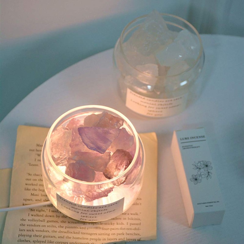 HIGHAWK Aroma Lamp, Aroma Light, Natural Crystal, Bedside Lamp, Air