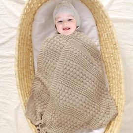 mimixiong Pram & Travel Extra Soft Cotton Cellular Baby Blanket (Beige)