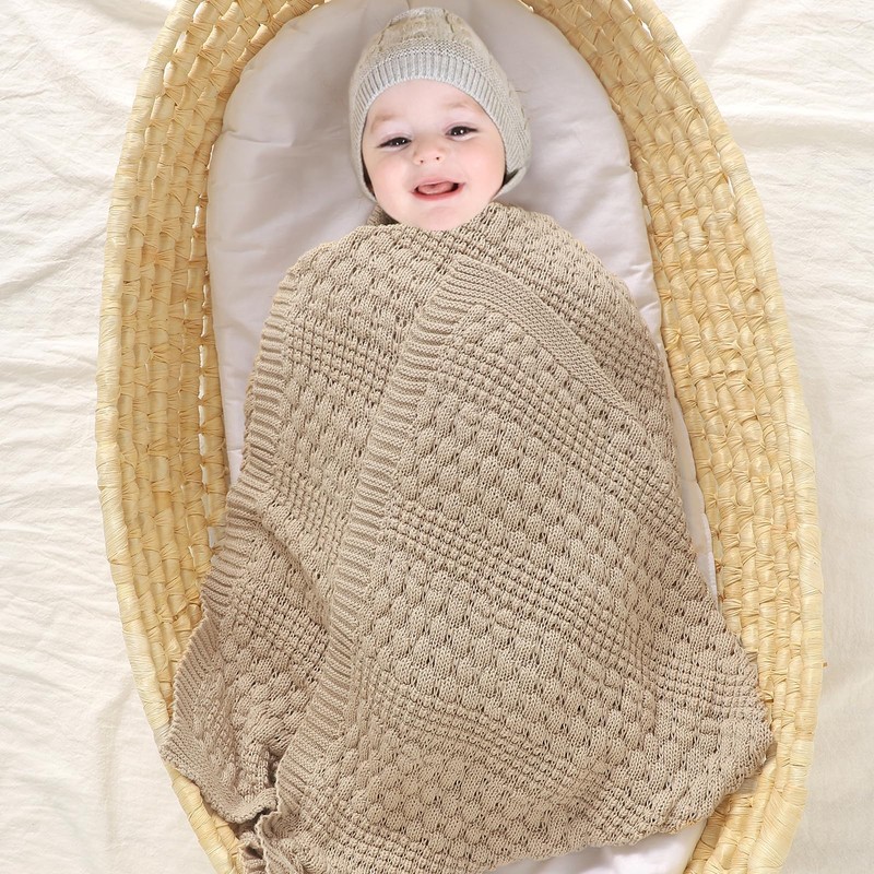 mimixiong Pram & Travel Extra Soft Cotton Cellular Baby Blanket