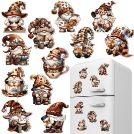 Frienda 12 Pcs Coffee Gnome Refrigerator Diamond Painting Magnets Diamond Art Magnets Easy Kits Interchangeable for Adults Beginners DIY Home Decors Gifts Craft
