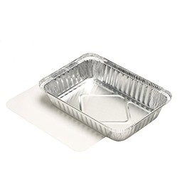 Papstar aluminium trays, aluminium, Silver, 10.50 x 15.70 x 22.20 cm