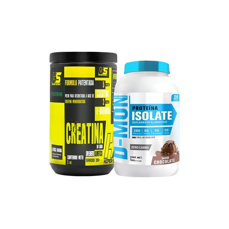 Pack Proteína Whey Hidrolizada D-mon 1kg Creatina 1kg Hs