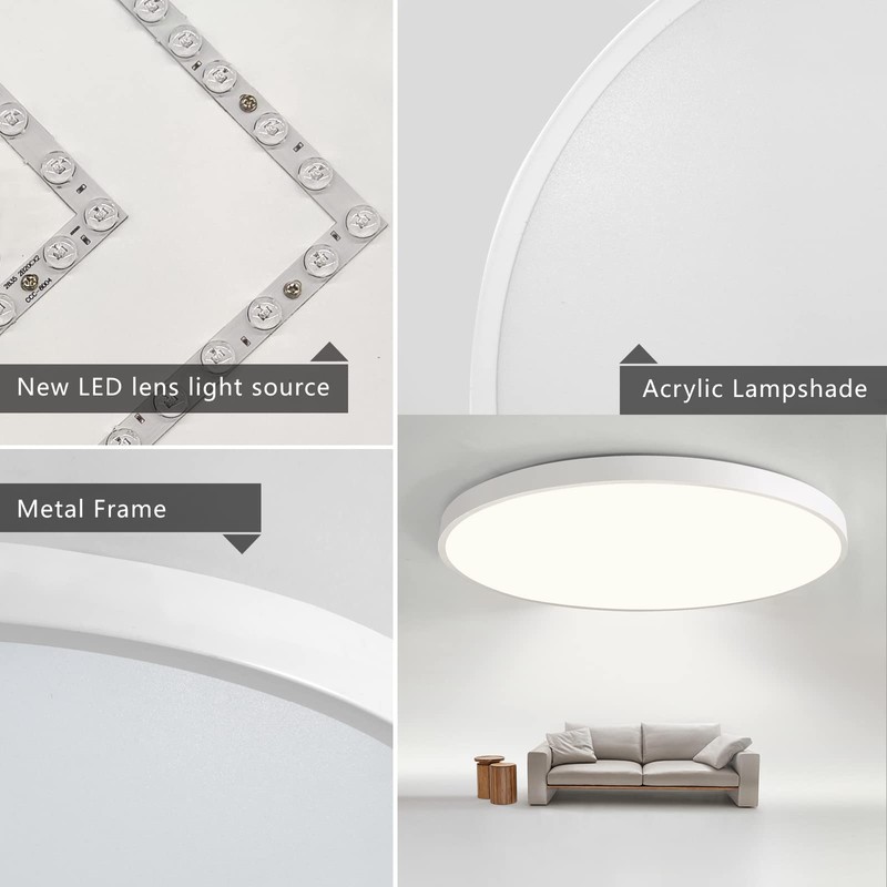 JDONG LED Ceiling Light 24 W 2000 LM Flat Round