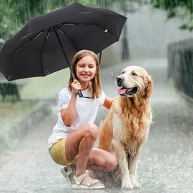 ZENSUKYE Paraguas Plegable De Automático, Paraguas de Viaje Resistente al Viento para la lluvia, Sombrillas Impermeable a Prueba De Viento De Resistencia UV lluvia y Sol para Regalar Hombres y Mujeres (Negro)