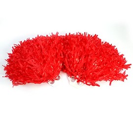 8 colores 2pcs Pom Cheerleading, PE Cheer Poms Kit de animadora Accesorios especiales para las actividades de los niños de jardín de infantes Kit de animadora Estilo de anillo de(22*17*2cm-rojo)