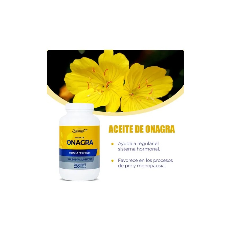 Naturagel Aceite De Onagra 350g 200 Cápsulas Suplemento Sabor Sin
