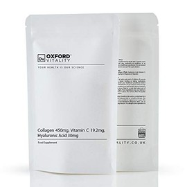 Collagen 450mg, Vitamin C 19.2mg, Hyaluronic Acid 30mg Capsules | Bones & Skin, Iron Absorption | Oxford Vitality (120)
