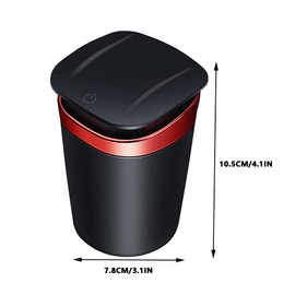 MASO Car Ashtray with Lid and LED (Induction Hole Design) Car Ashtray ABS+Metal, Silver/Red/Black