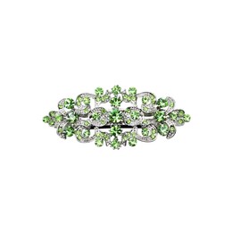 Faship Gorgeous Peridot Green Rhinestone Crystal Floral Hair Barrette Clip
