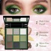 Green Cat-eye Eyeshadow Palette, 9 Colors Matte & Glitter, Highly