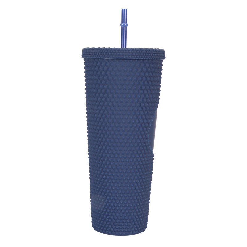 Coffee Tumbler with Lid and Straw Matte Dark Blue Double