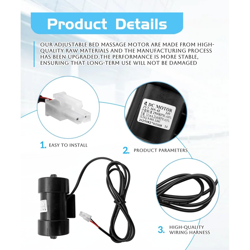 ZYT-36S-42 Adjustable Bed Massage Motor Replacement for TempurPedic Serta Leggett