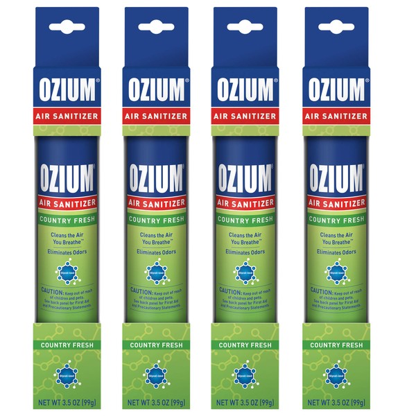 Ozium 3.5 Oz. Air Sanitizer & Odor Eliminator 4 Pack for Homes, Cars, Offices and More, Country Fresh, 4 Pack