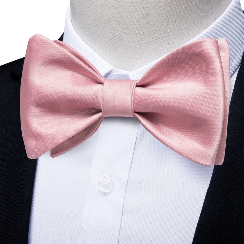 DiBanGu Pink Bow Ties for Men Satin Self-tied Bowtie Set