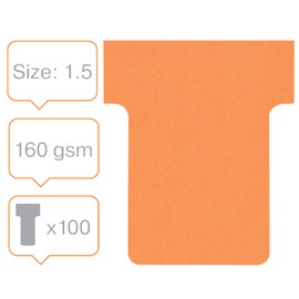 Nobo Card Board Accessory T-Cards, Size 1.5, Pack of 100 Orange