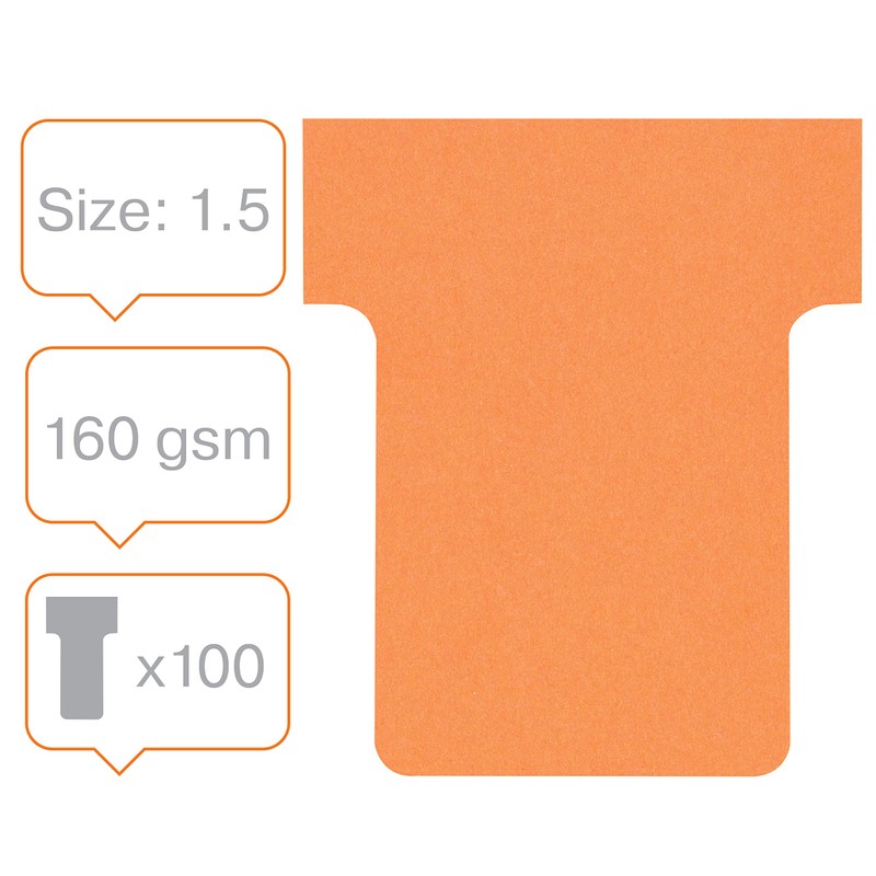 Nobo Card Board Accessory T-Cards, Size 1.5, Pack of 100