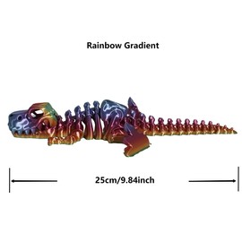 Aultuotion 3D Printed Dinosaur Skeleton T-Rex Figure, Colorful Dragon, 9.84 inch (25 cm) Dragon Fidget Sculpture, Home Decor Accents Statue (Waterfall Rainbow, 25cm)