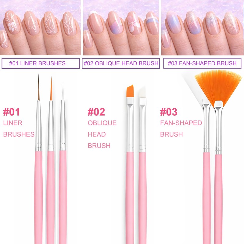Nail Art Tools Set, 15 Pcs Nail Art Brushes, 5
