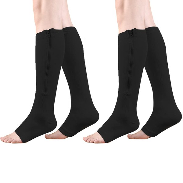 HYCOPROT Zip Compression Socks for Men and Women, 2 Pairs,