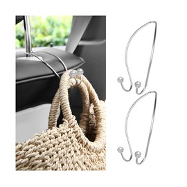 Osilly Bling Car Purse Hook, 2PCS Crystal Rhinestone Seat Back Headrest Organizer Hanger for Purses Bags Clothes, Multifunctional Auto Interior Holder Accessories, Universal for Vehicles (White)