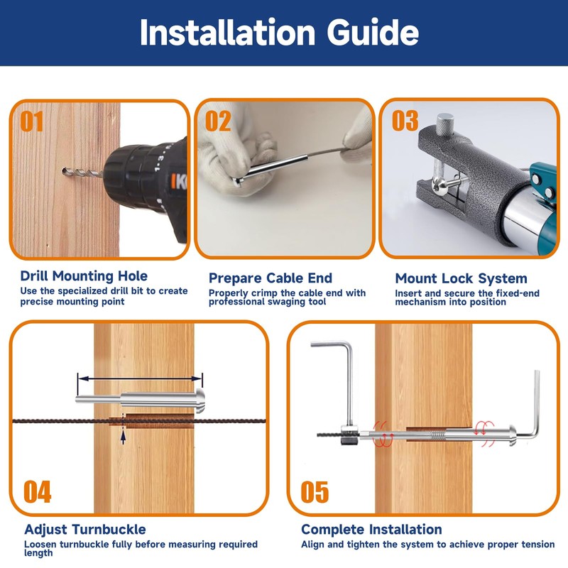 RiaYer 20-Pair Dome Head Invisible Cable Railing Kit, Invisible Receiver