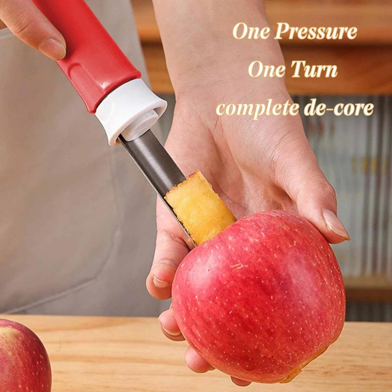 2-in-1 Stainless Steel Apple Corer and Peeler, Red, Plastic Handle,
