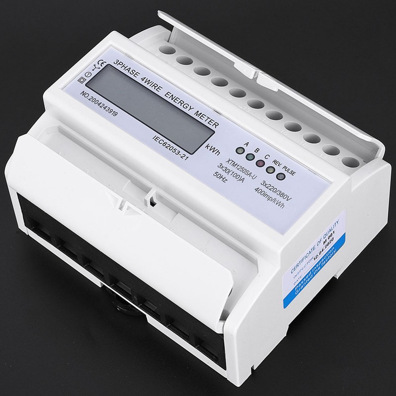 Digital 3 phase 4 Wire 7P Din Rail Electric Meter