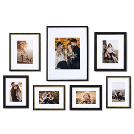 Camden Reed 7 Piece Gallery Wall Frame Set, (1) 12x16 Inch, (2) 8x10 Inch, and (4) 6x8 Inch, Black/Gold