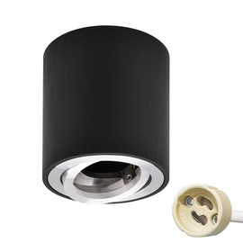 KYOTECH LED Surface-Mounted Spotlight Swivelling Diameter 80 x 84 mm LED Surface-Mounted Ceiling Light Flat 230 V LED Surface-Mounted Spot Light Round Black Surface-Mounted with GU10 Socket Ceiling