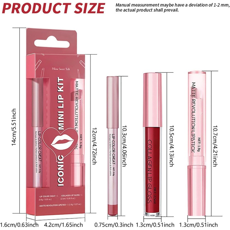 Volume Hack Trio Lip Kit - Lip Liner and Lipstick