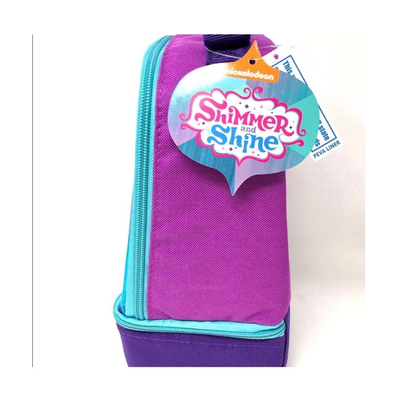 Nickelodeon Shimmer and Shine Lunch Bag Tote Bottom Compartment Sparkly